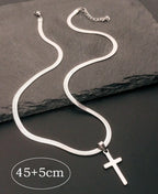 Cadena Tejido Serpiente + Dije Cruz Acero Inoxidable