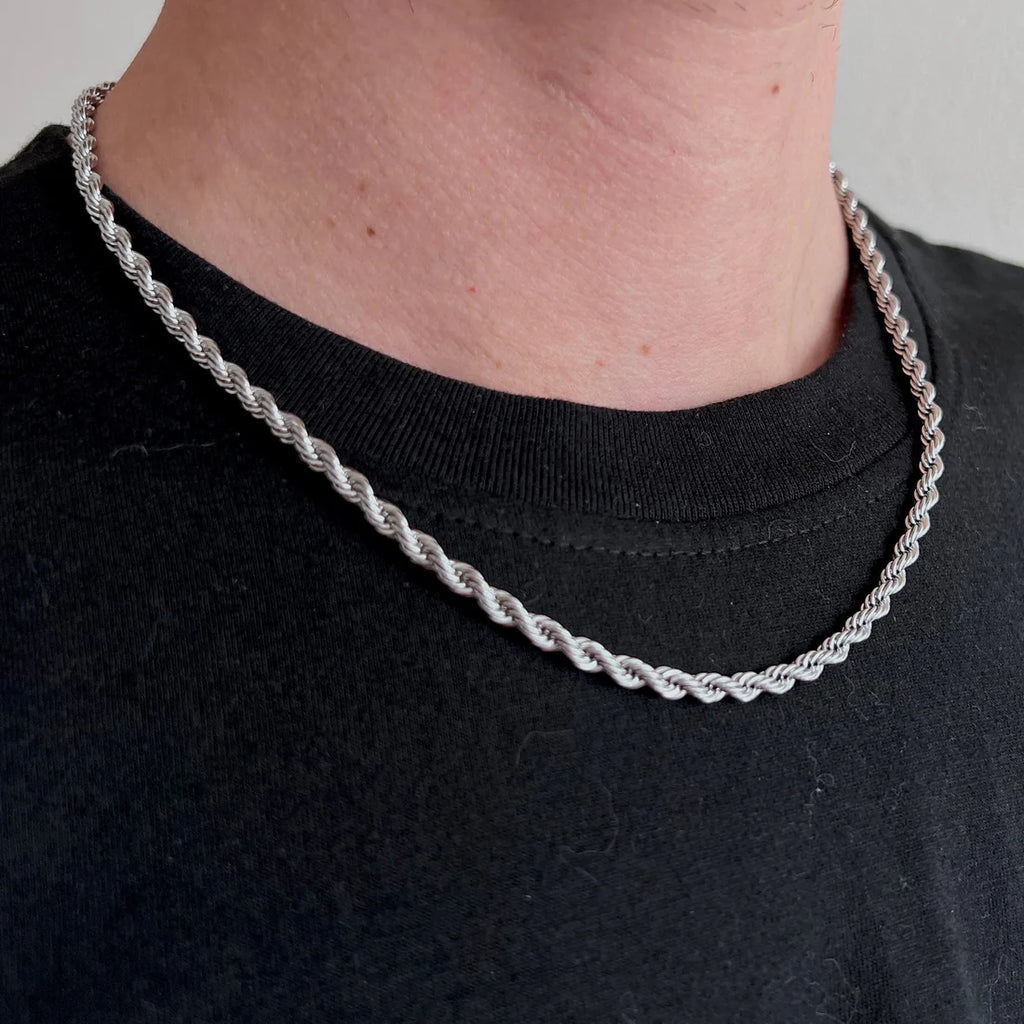 Cadena Trenzada Plateada Acero inoxidable