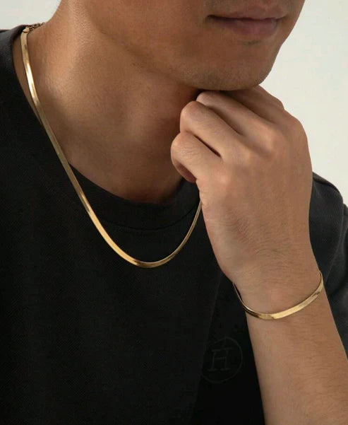 Cadena + Pulsera Tejido Serpiente Acero inoxidable