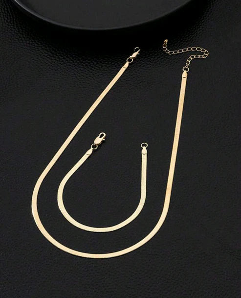 Cadena + Pulsera Tejido Serpiente Acero inoxidable