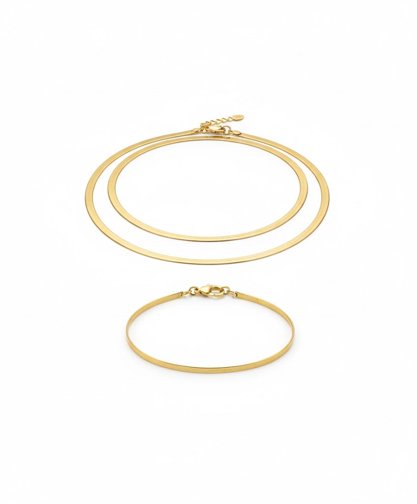 Cadena + Pulsera Tejido Serpiente Acero inoxidable