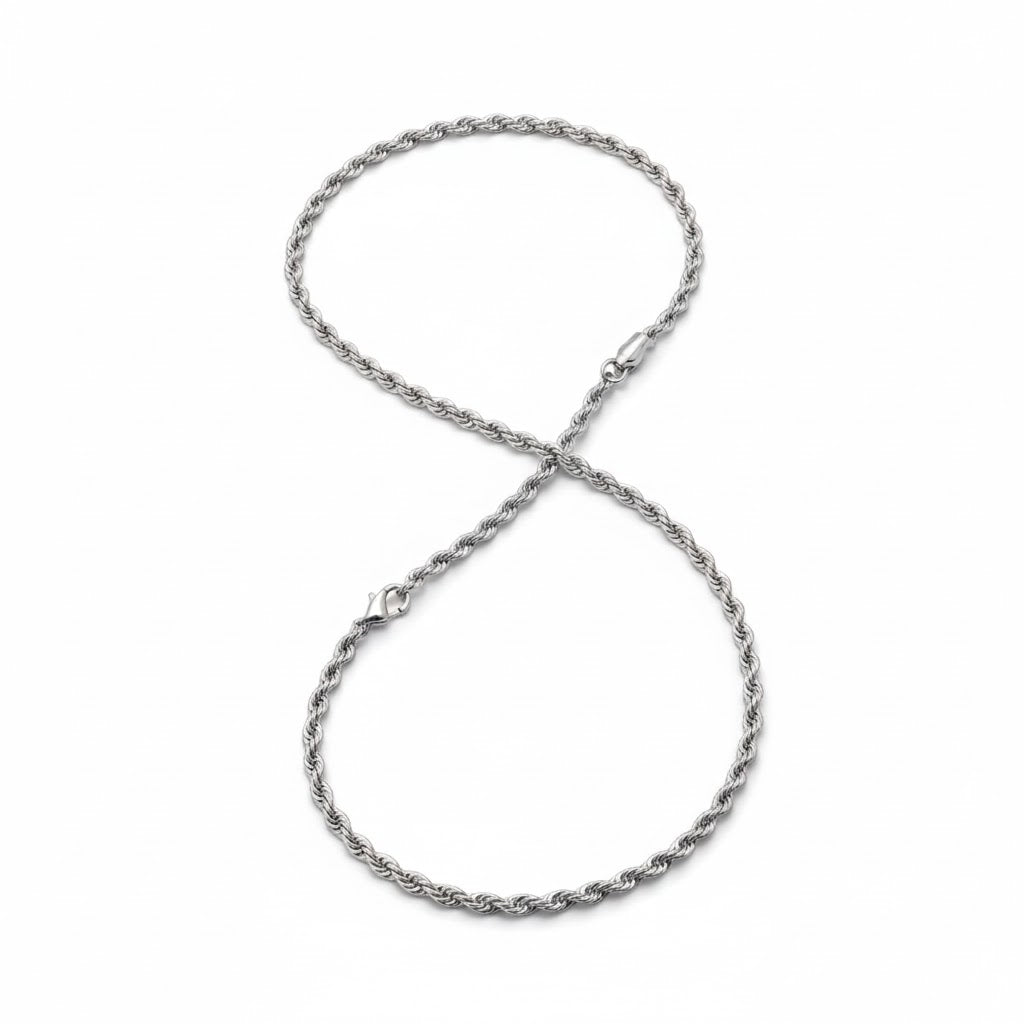 Cadena Trenzada Plateada Acero inoxidable