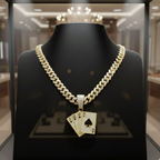 Cadena Cubana + Dije Cartas Premium