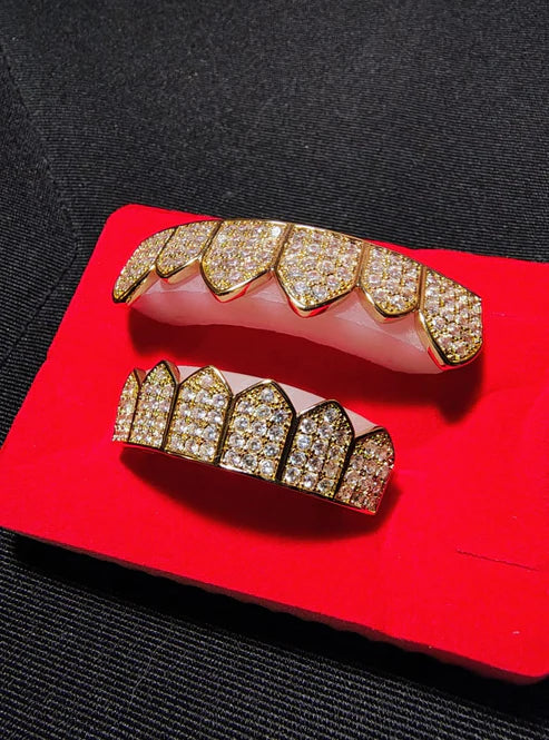 Grillz Dorados Ajustables + Caja De Lujo Gratis
