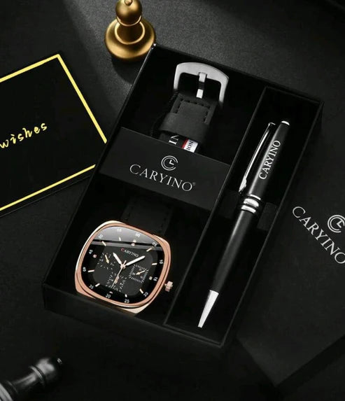 Reloj CARYINO Negro+ Boligrafo + Estuche GRATIS