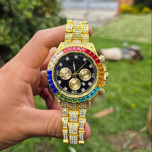 Reloj Cubano Arcoiris Dorado