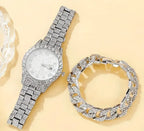 Reloj Cubano Blanco + Pulsera Cubana