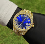 Reloj Cubano Dorado Azul