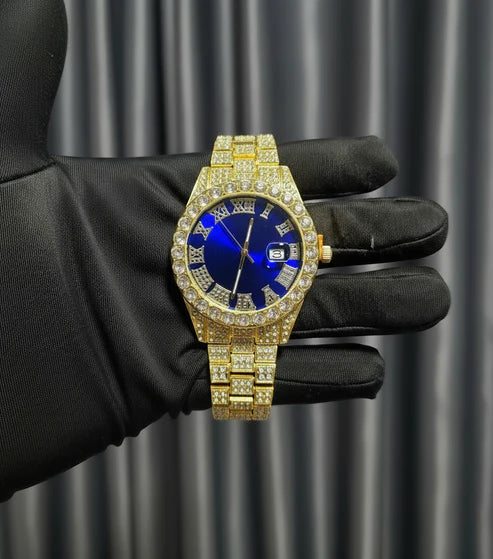 Reloj Cubano Dorado Azul