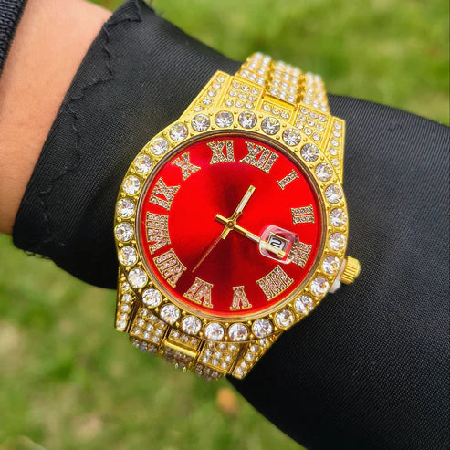 Reloj Cubano Dorado Rojo