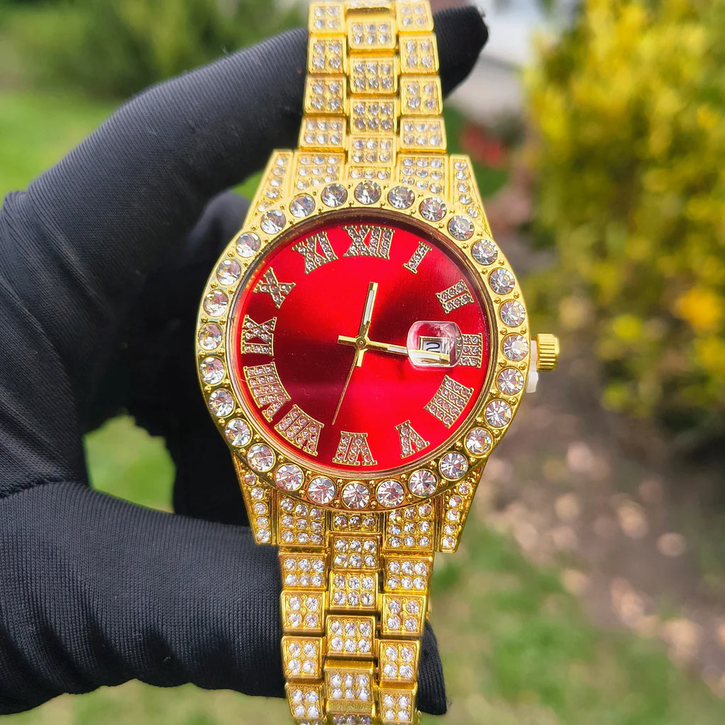 Reloj Cubano Dorado Rojo