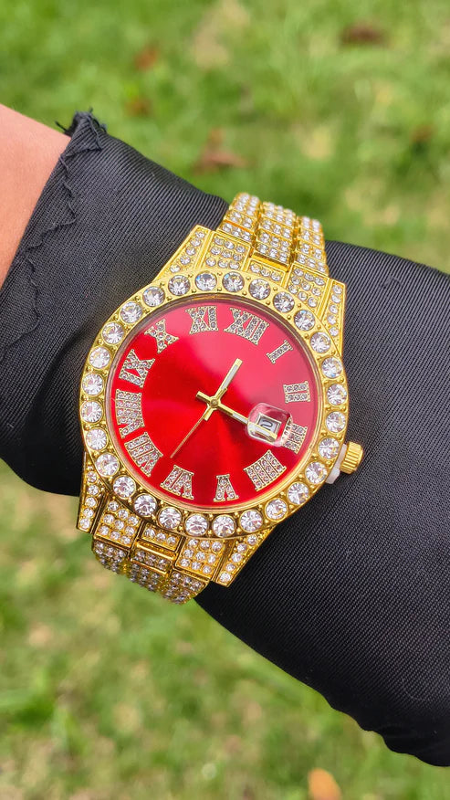 Reloj Cubano Dorado Rojo