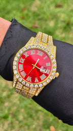 Reloj Cubano Dorado Rojo