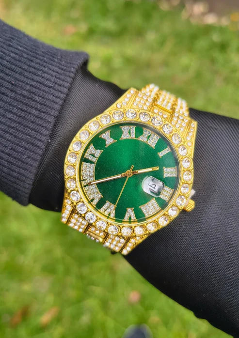 Reloj Cubano Dorado Verde