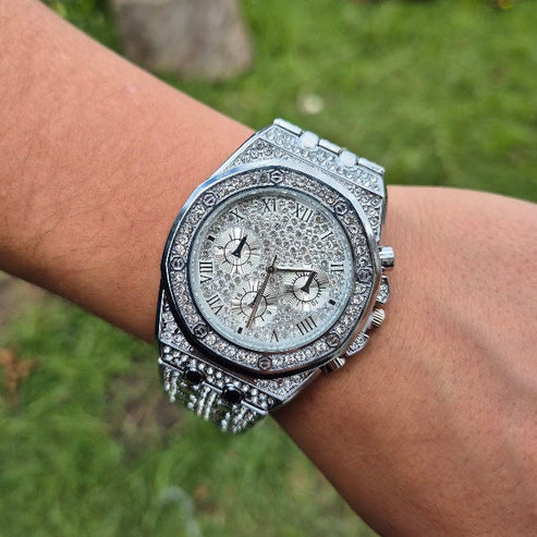 Reloj Cubano Octagonal Plateado