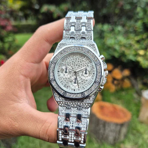 Reloj Cubano Octagonal Plateado