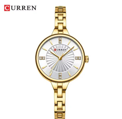 Reloj Curren Fememino Dorado Blanco 9097