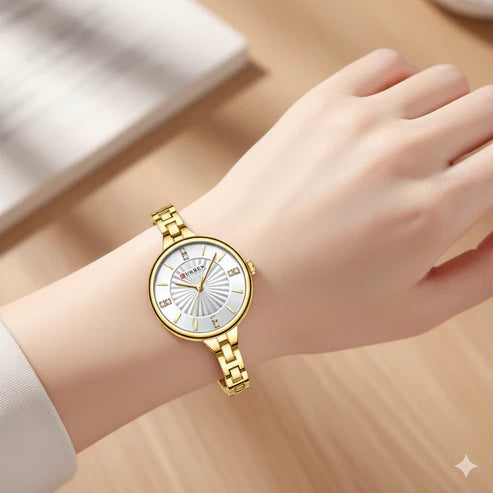 Reloj Curren Fememino Dorado Blanco 9097