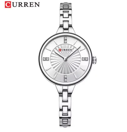 Reloj Curren Fememino Plateado Blanco 9097