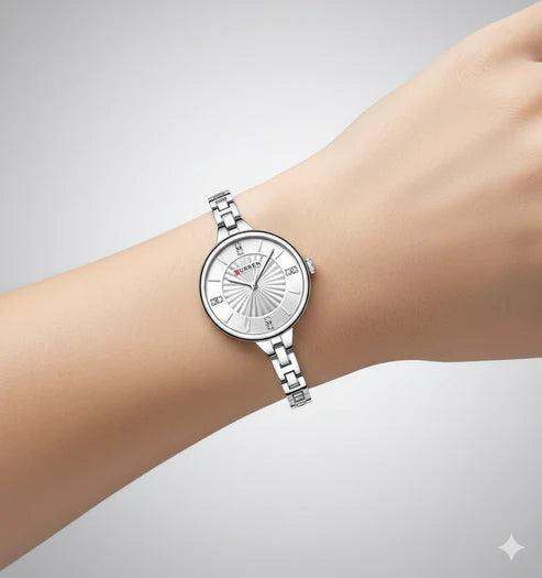 Reloj Curren Fememino Plateado Blanco 9097