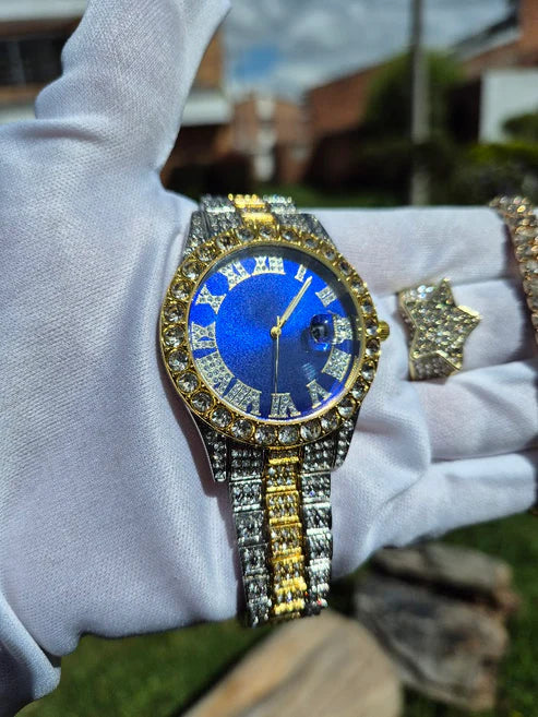 Reloj Imperial Azul + Anillo Estrella + Pulsera Elastica
