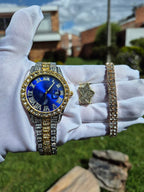 Reloj Imperial Azul + Anillo Estrella + Pulsera Elastica