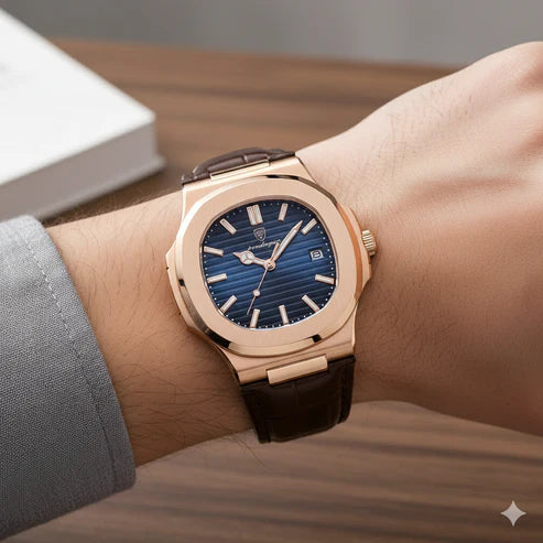 Reloj Poedagar Cuero (Cafe-Azul) + Caja Lujo Gratis