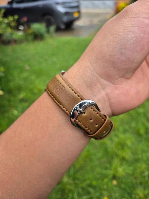 Reloj Rolex Cuero Day Date (Cafe-Plateado) + Caja Rolex GRATIS