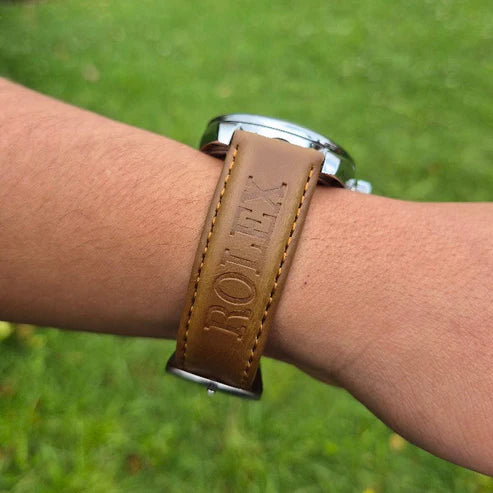 Reloj Rolex Cuero Day Date (Cafe-Plateado) + Caja Rolex GRATIS