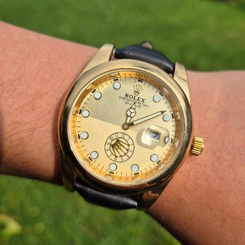 Reloj Rolex Goma Day Date Negro Dorado + Caja Rolex GRATIS