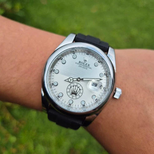 Reloj Rolex Goma Day Date Plateado Blanco+ Caja Rolex GRATIS