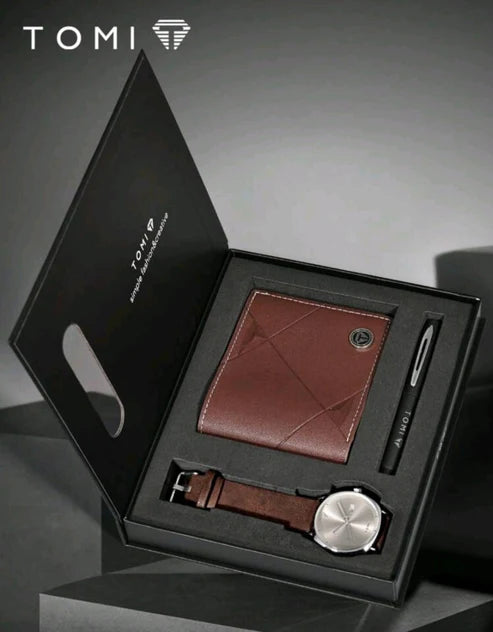Reloj Tomi Cafe + Billetera + Lapicero + Estuche De Lujo Gratis