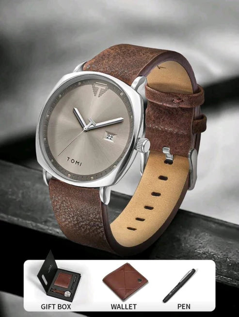 Reloj Tomi Cafe + Billetera + Lapicero + Estuche De Lujo Gratis