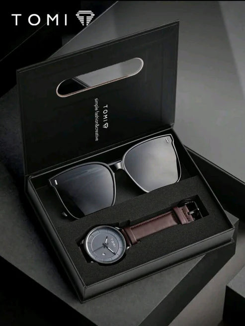 Reloj Tomi Cafe + Gafas De Sol + Estuche De Lujo