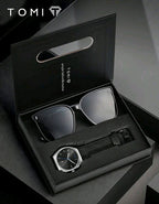 Reloj Tomi Negro + Gafas De Sol + Estuche De Lujo