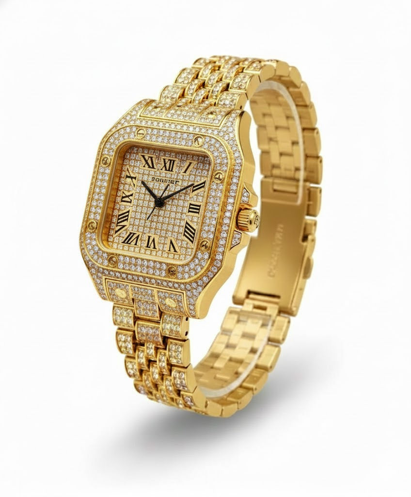 Reloj Cubano Cuadrado Dorado