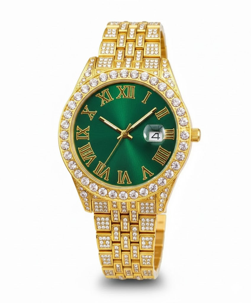Reloj Cubano Dorado Verde