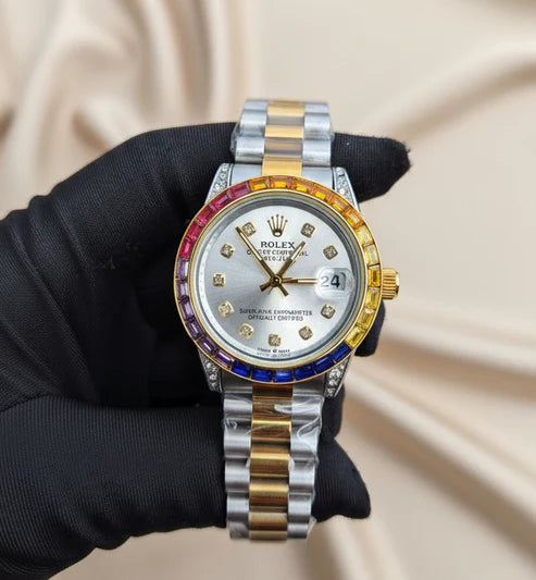 Rolex Date Just Oyster Perpetual Femenino Arcoiris