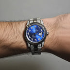Rolex DateJust Plateado Azul Arabico
