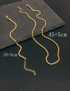 Set Cadena y Pulsera Trenzadas Doradas Acero inoxidable