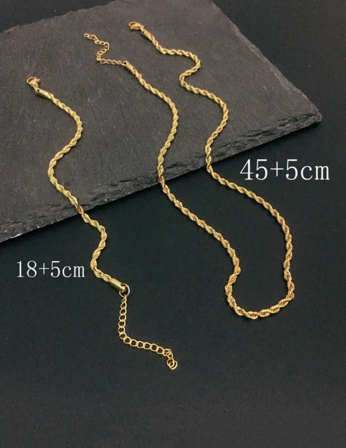Set Cadena y Pulsera Trenzadas Doradas Acero inoxidable